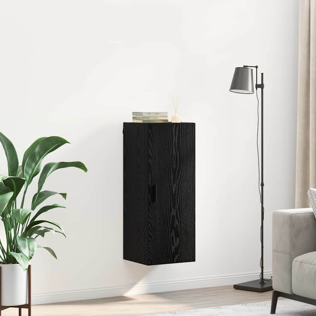 Wandschrank Schwarz Eichen-Optik 34,5 x 34 x 90 cm