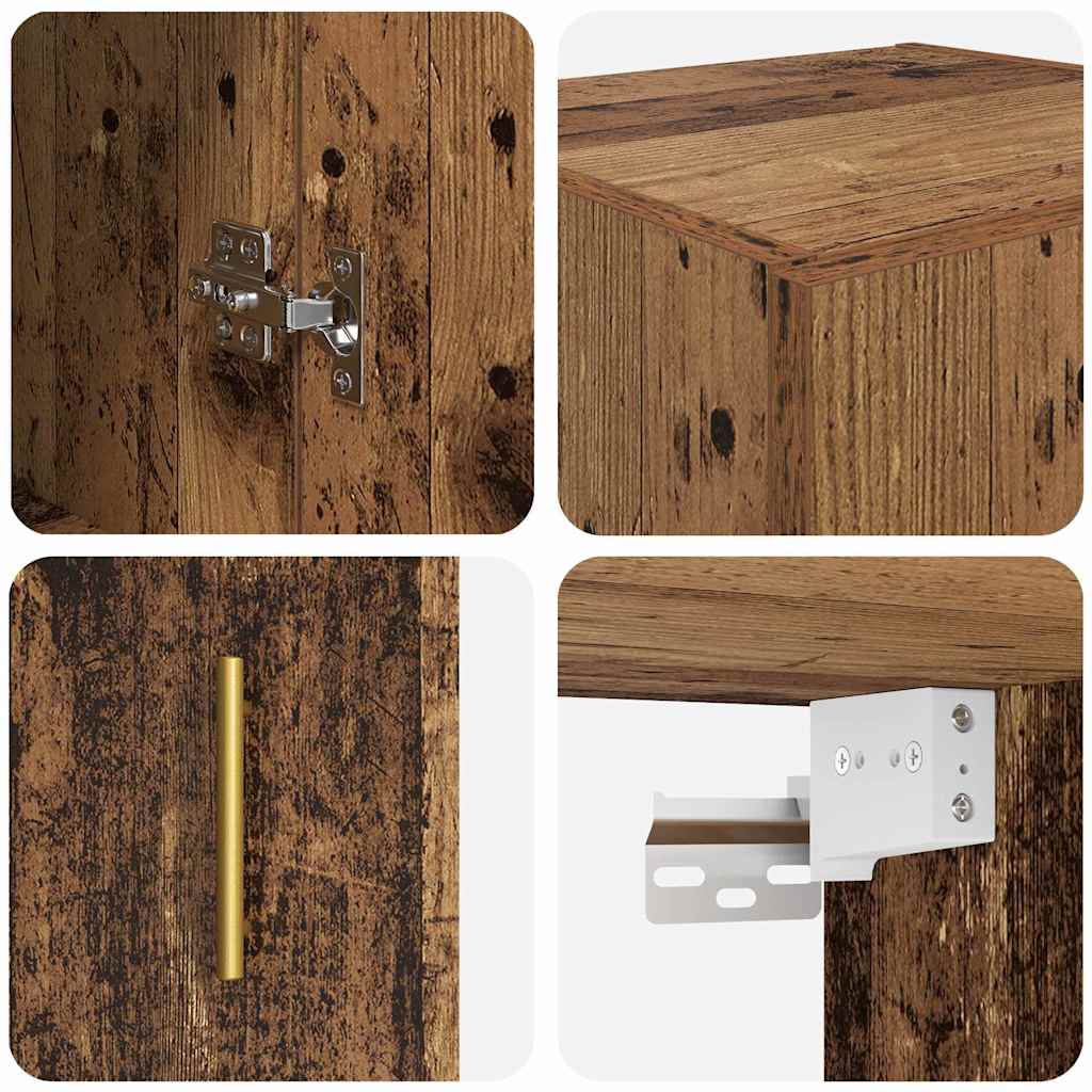 Wandschrank Altholz 34,5 x 34 x 90 cm Engineered Wood und Glas