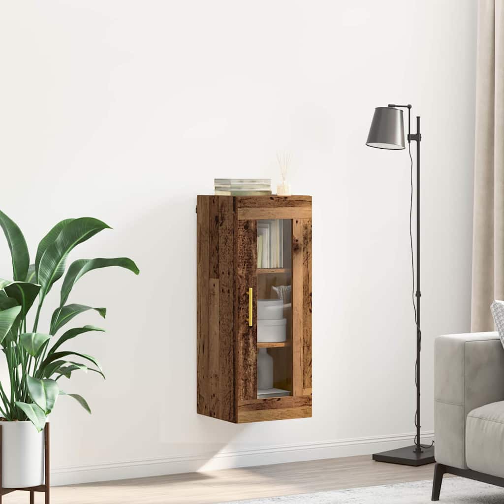 Wandschrank Altholz 34,5 x 34 x 90 cm Engineered Wood und Glas