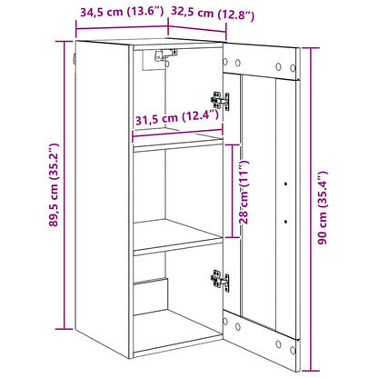 Wandschrank Schwarz Eichen-Optik 34,5 x 34 x 90 cm