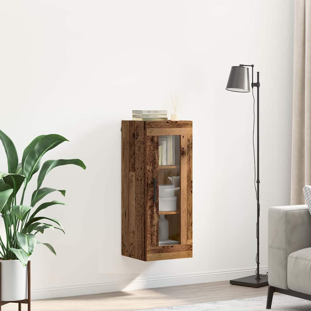 Wandschrank Altholz 34,5 x 34 x 90 cm Engineered Wood und Glas