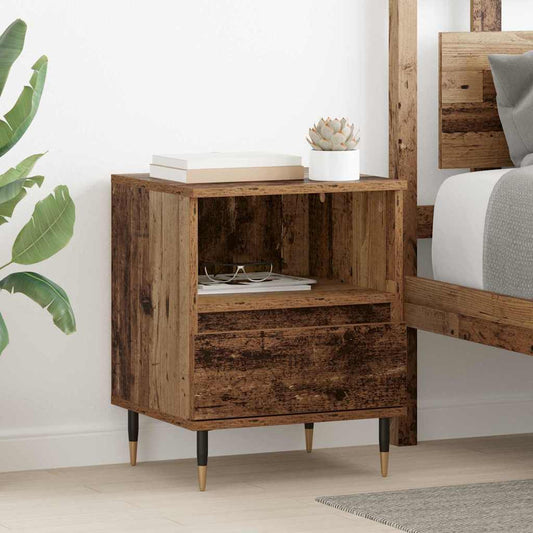 Nachttisch mit Schubladen Altholz 40 x 35 x 50 cm Holzwerkstoff