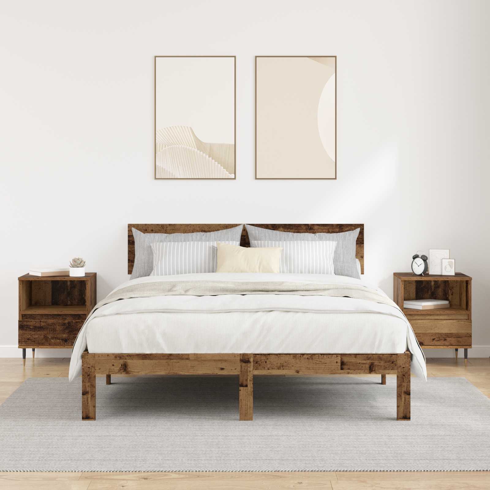 Nachttisch 2 Stk. Altholz 40 x 35 x 50 cm Holzwerkstoff