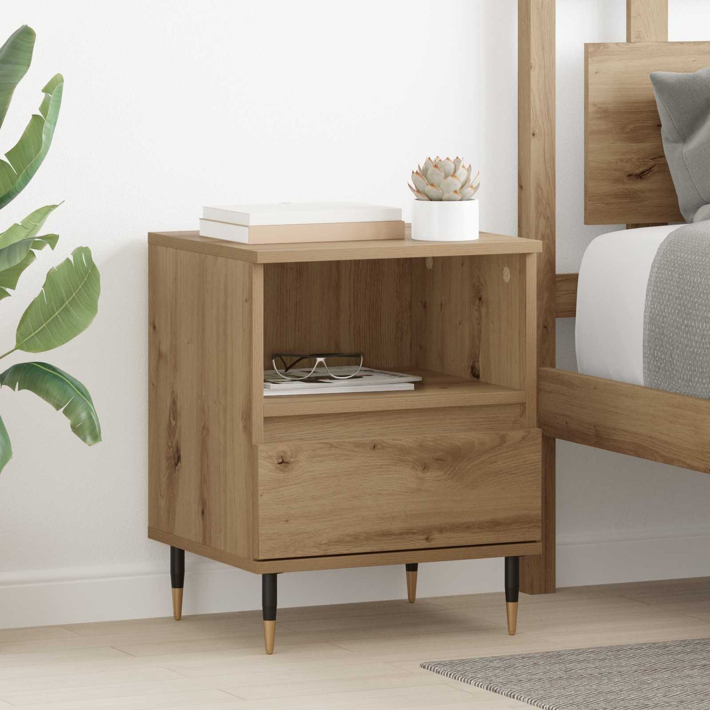 Nachttisch 2 Stk. Artisan-Eiche 40 x 35 x 50 cm Holzwerkstoff