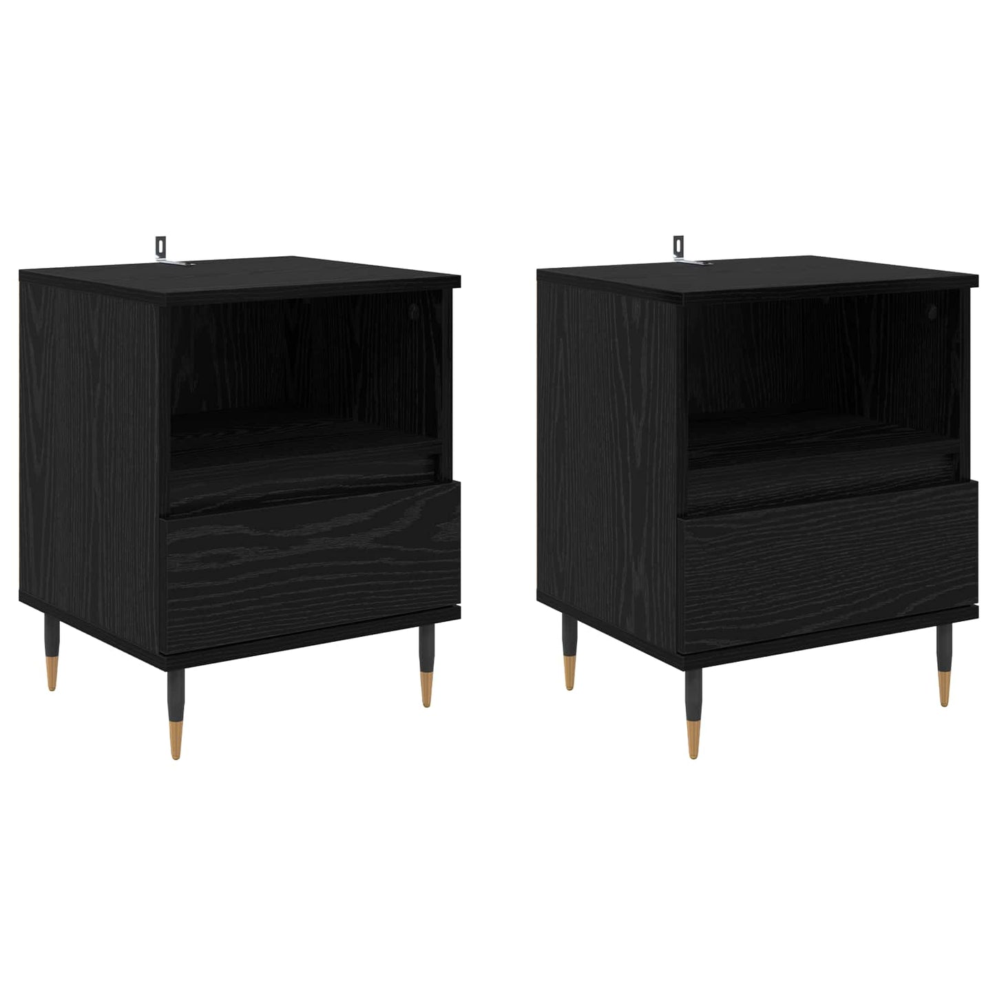 Nachttisch 2 Stk. Schwarz Eichen-Optik 40 x 35 x 50 cm