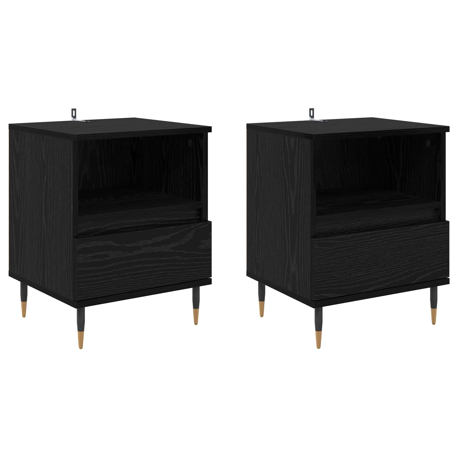 Nachttisch 2 Stk. Schwarz Eichen-Optik 40 x 35 x 50 cm