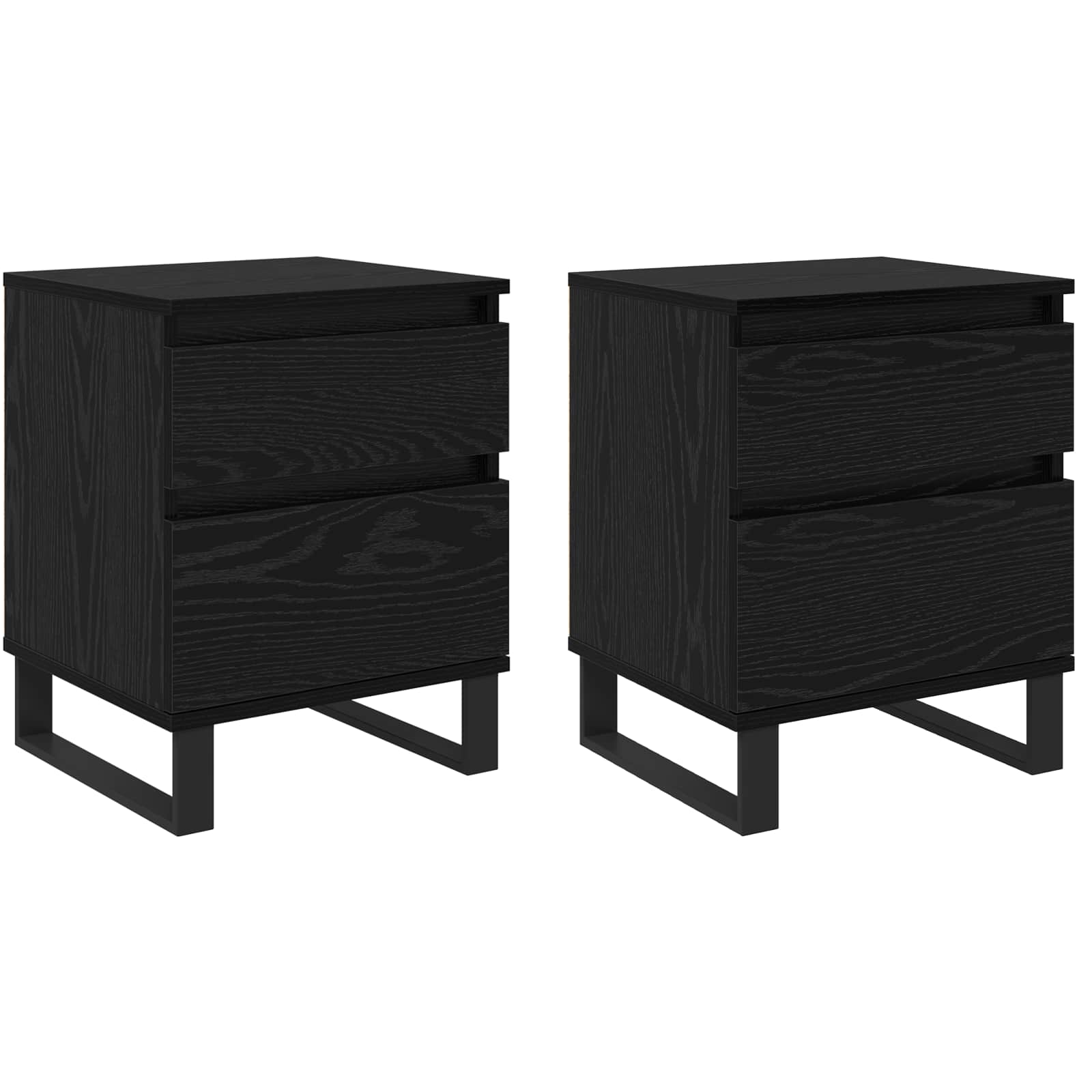 Nachttisch 2 Stk. Schwarz Eichen-Optik 40 x 35 x 50 cm