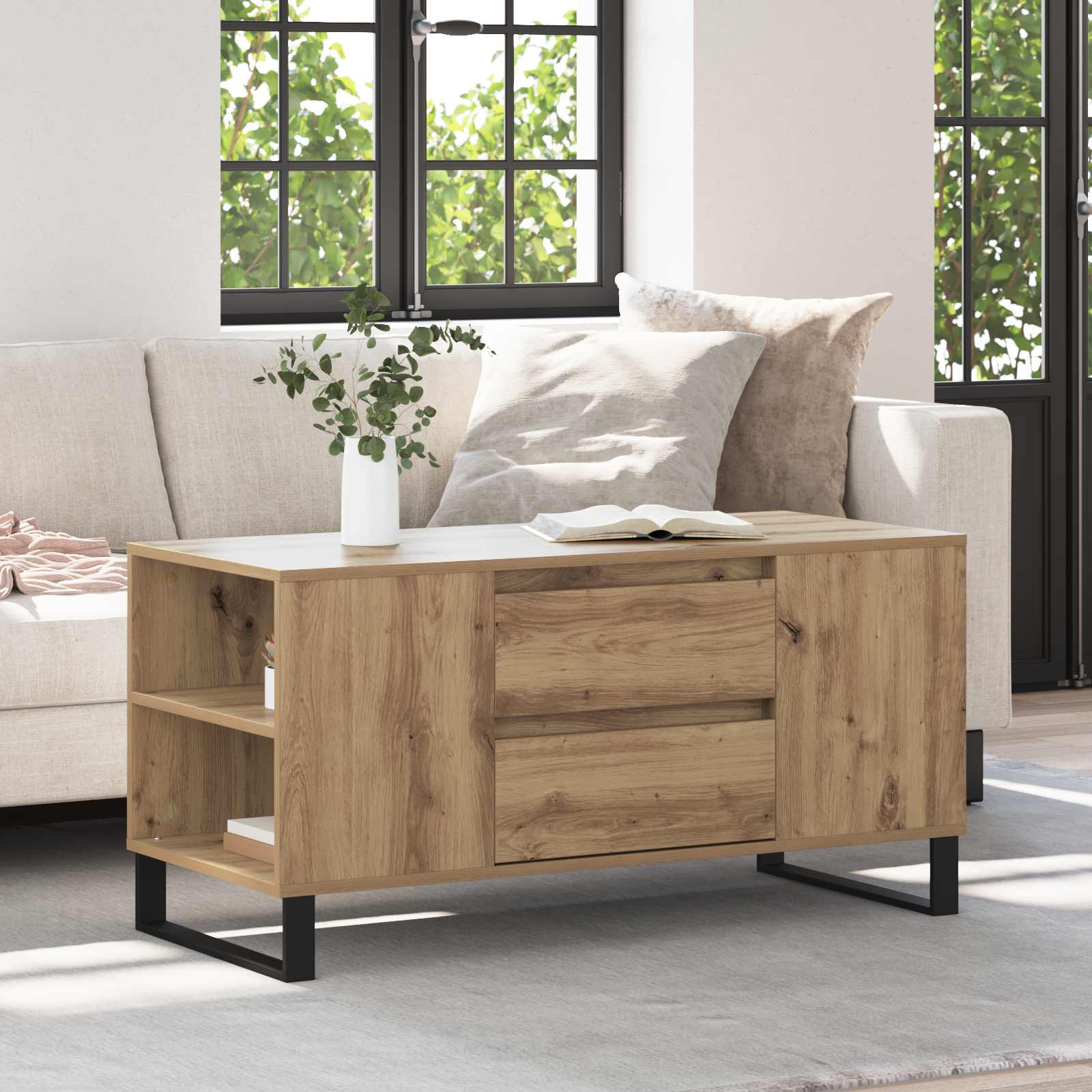 Couchtisch Artisan-Eiche 102 x 44,5 x 50 cm Holzwerkstoff