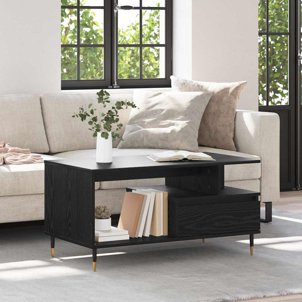 Couchtisch Schwarz Eichen-Optik 90 x 49 x 45 cm Holzwerkstoff