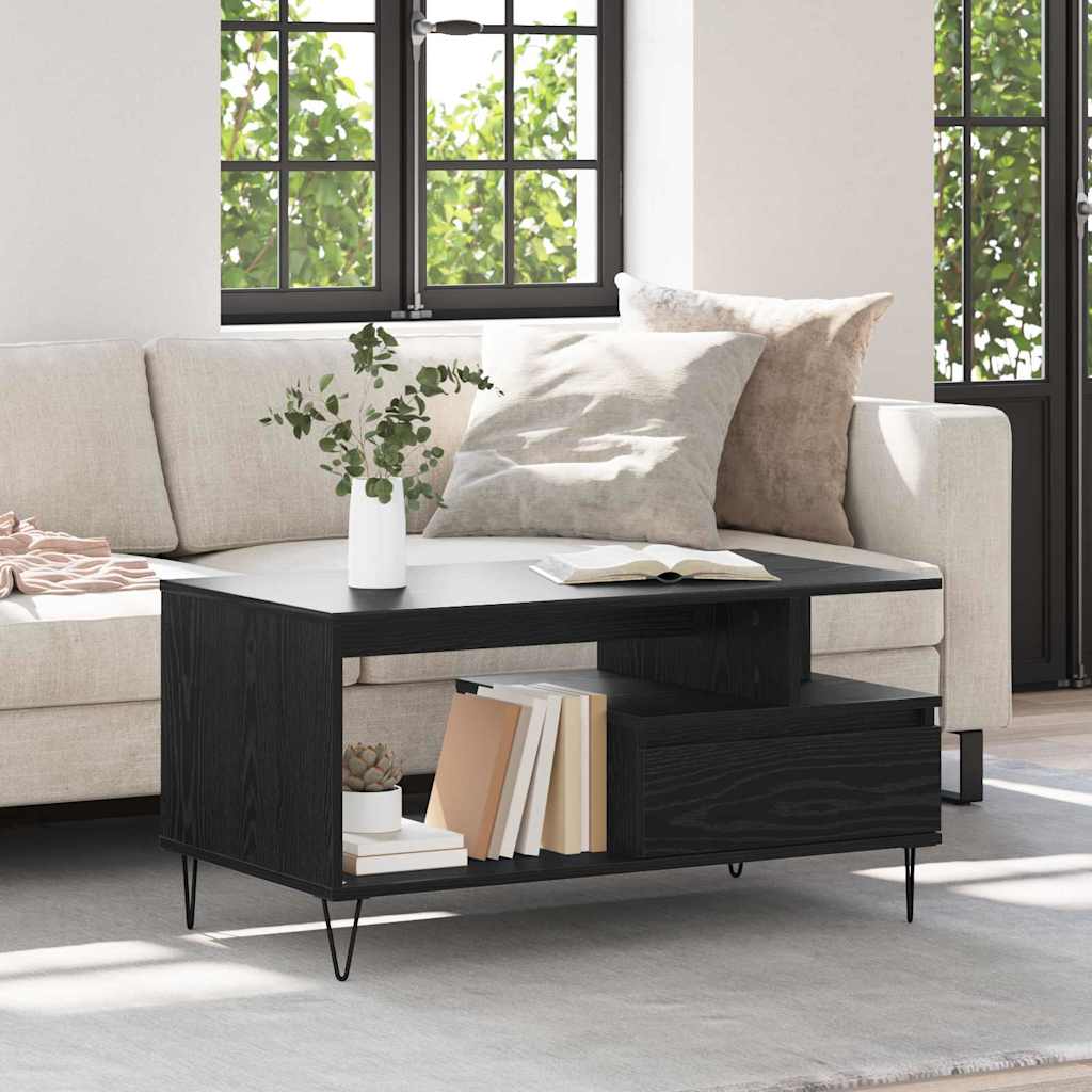 Couchtisch Schwarz Eichen-Optik 90 x 49 x 45 cm Holzwerkstoff