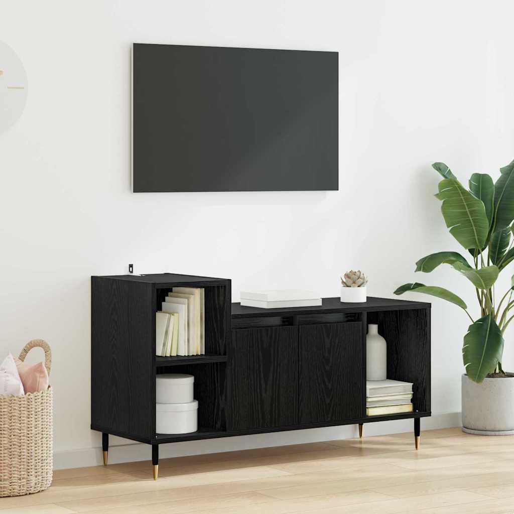 TV-Schränk 100 x 35 x 55 cm Schwarz Eichen-Optik Holzwerkstoff