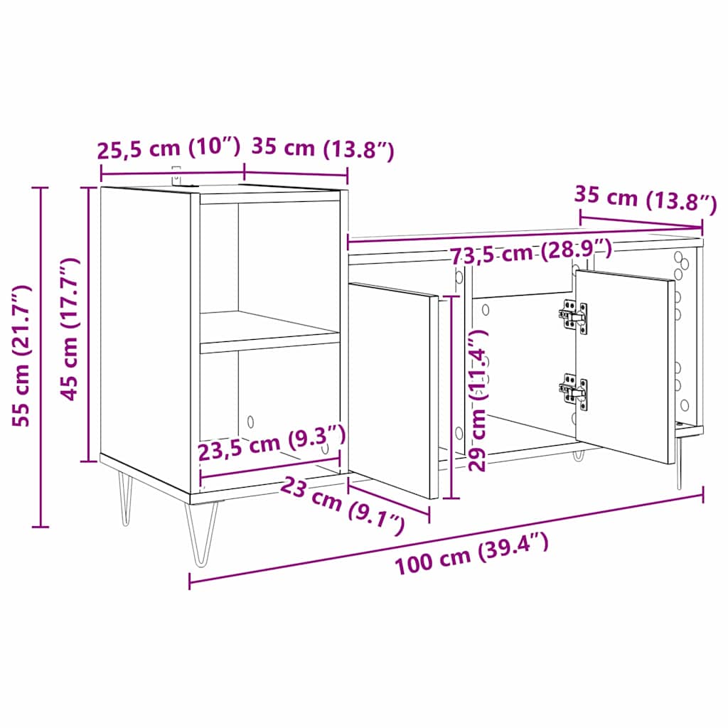 TV-Schränk 100 x 35 x 55 cm Artisan-Eiche Holzwerkstoff