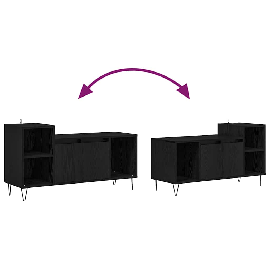 TV-Schränk 100 x 35 x 55 cm Schwarz Eichen-Optik Holzwerkstoff