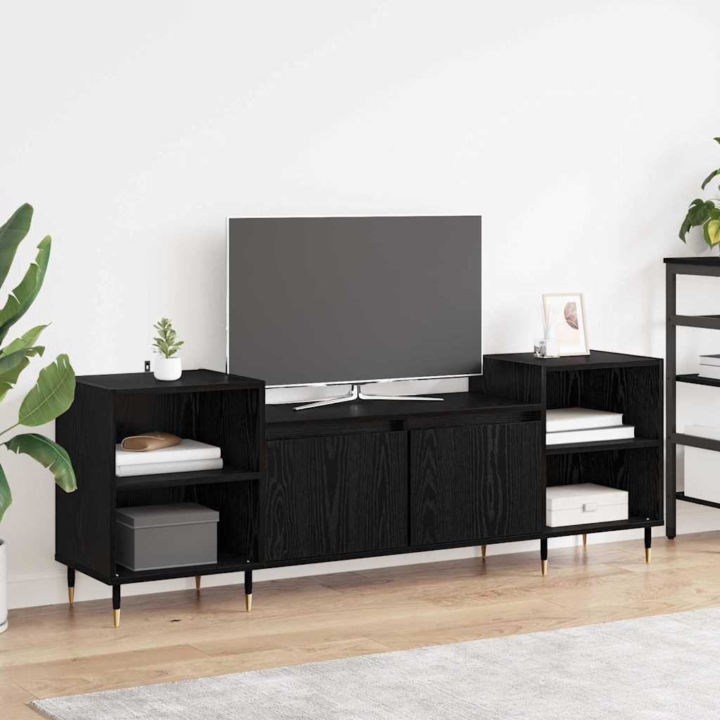TV-Schränk 160 x 35 x 55 cm Schwarz Eichen-Optik Holzwerkstoff