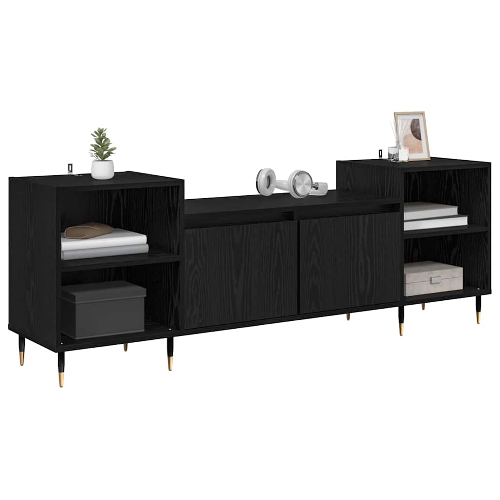 TV-Schränk 160 x 35 x 55 cm Schwarz Eichen-Optik Holzwerkstoff