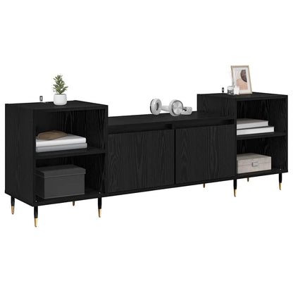 TV-Schränk 160 x 35 x 55 cm Schwarz Eichen-Optik Holzwerkstoff