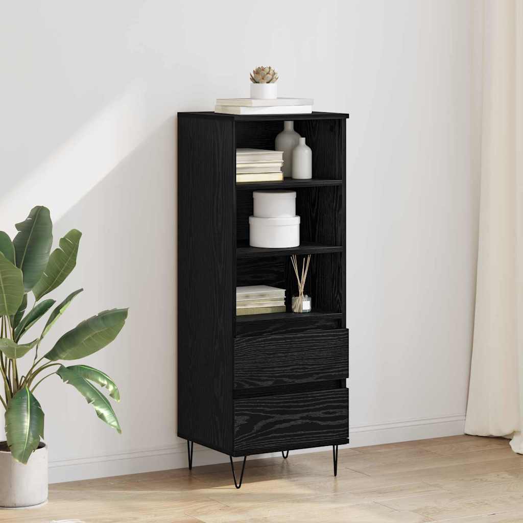 Highboard Schwarz Eichen-Optik 40 x 36 x 110 cm Holzwerkstoff