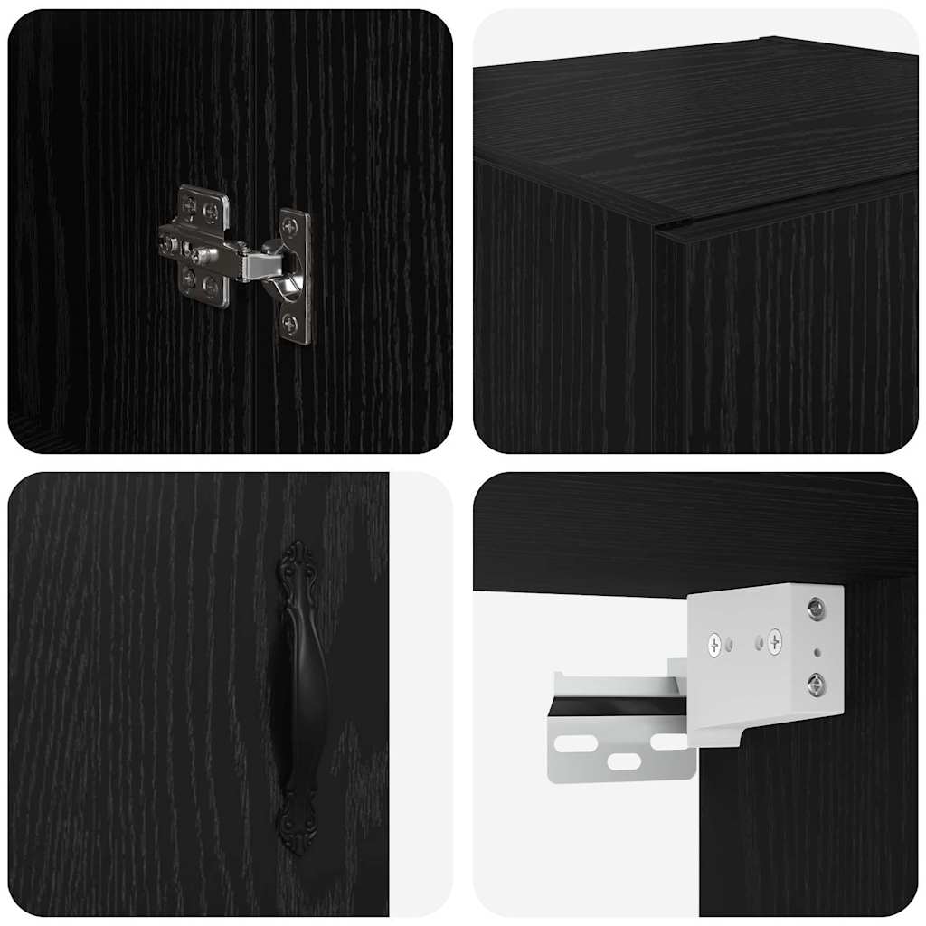 Wandschrank Schwarz Eichen-Optik 69,5 x 34 x 90 cm