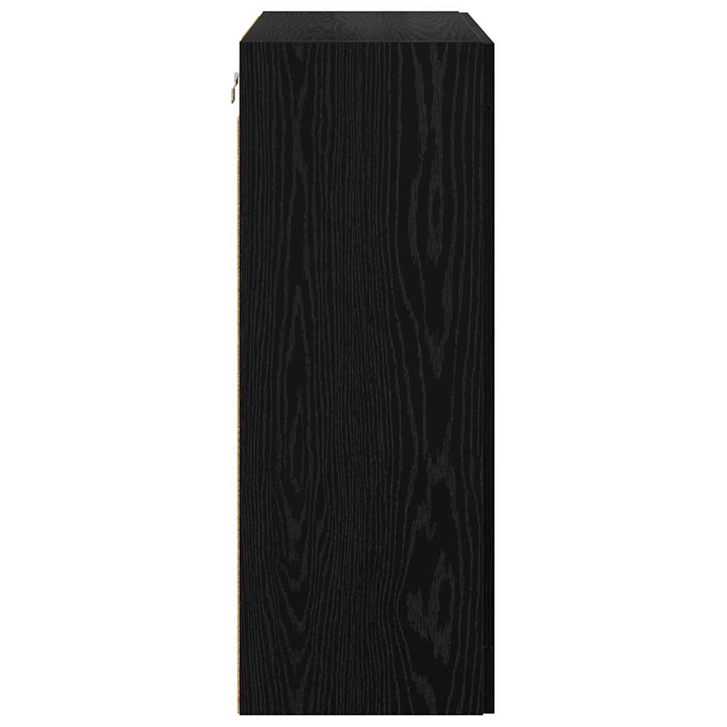 Wandschrank Schwarz Eichen-Optik 69,5 x 34 x 90 cm