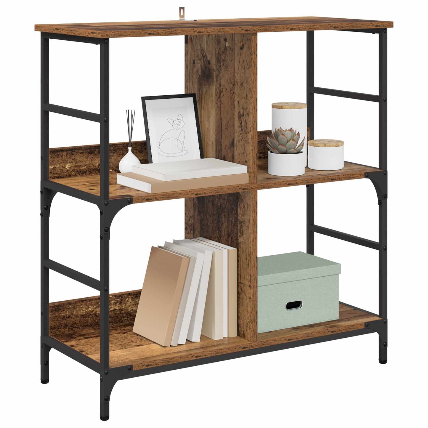 Regal 4 Ebenen 78,5 x 33 x 82 cm Holzwerkstoff Altholz