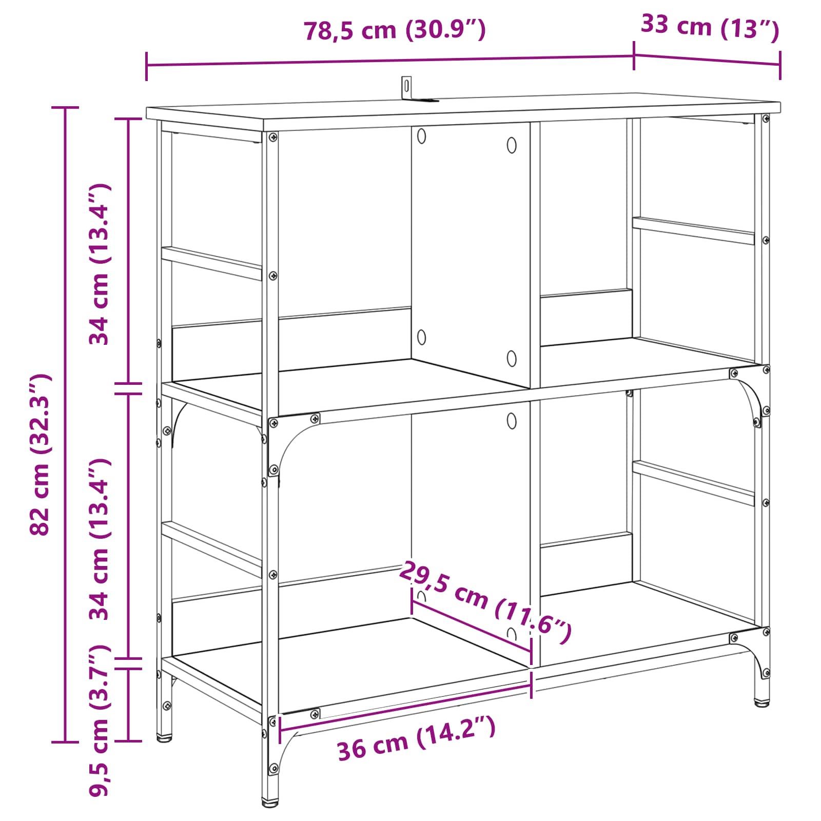 Regal 4 Ebenen 78,5 x 33 x 82 cm Holzwerkstoff Artisan-Eiche