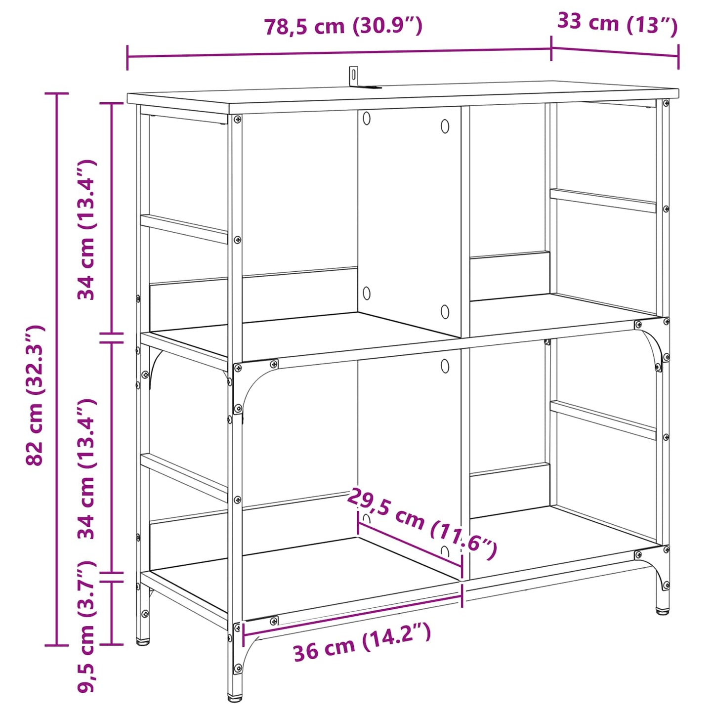 Regal 4 Ebenen 78,5 x 33 x 82 cm Holzwerkstoff