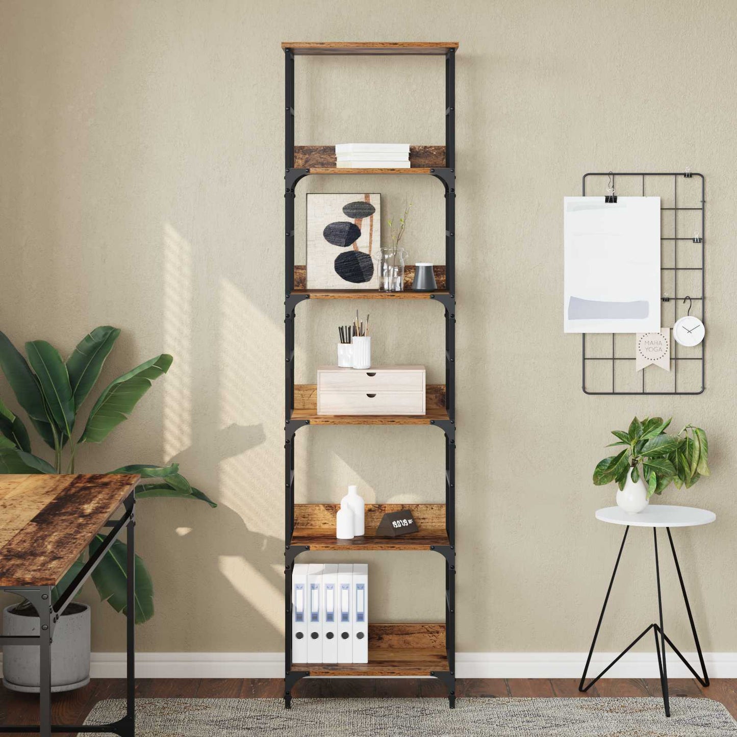 Bücherregal 5 Ebenen 50 x 33 x 188,5 cm Holzwerkstoff Altholz
