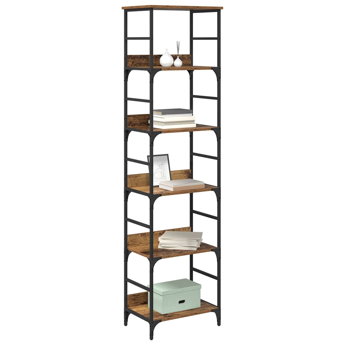 Bücherregal 5 Ebenen 50 x 33 x 188,5 cm Holzwerkstoff Altholz