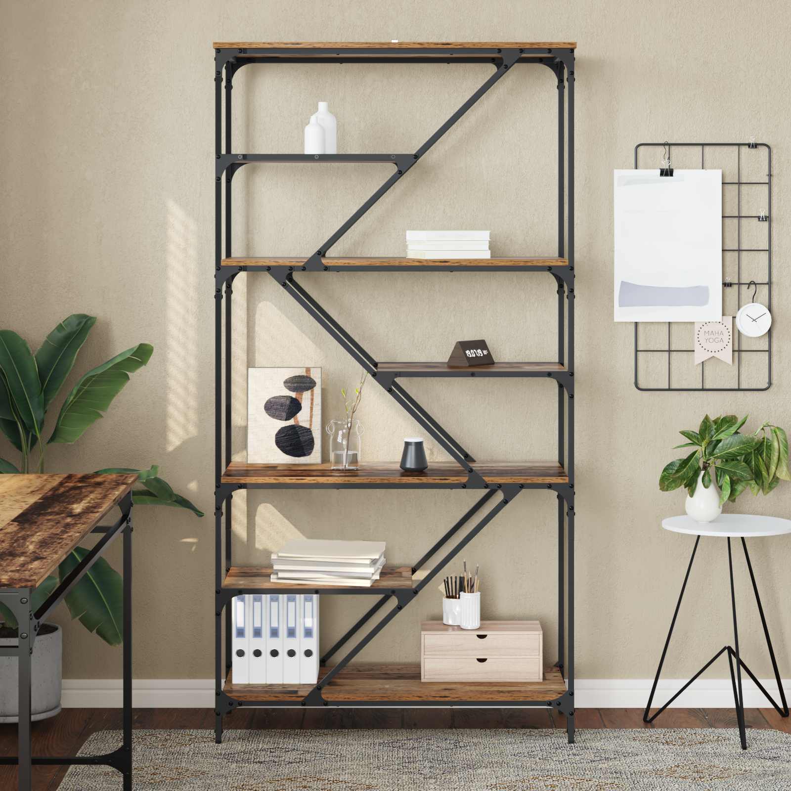 Bücherregal 9 Ebenen 91 x 36 x 176 cm Holzwerkstoff Altholz