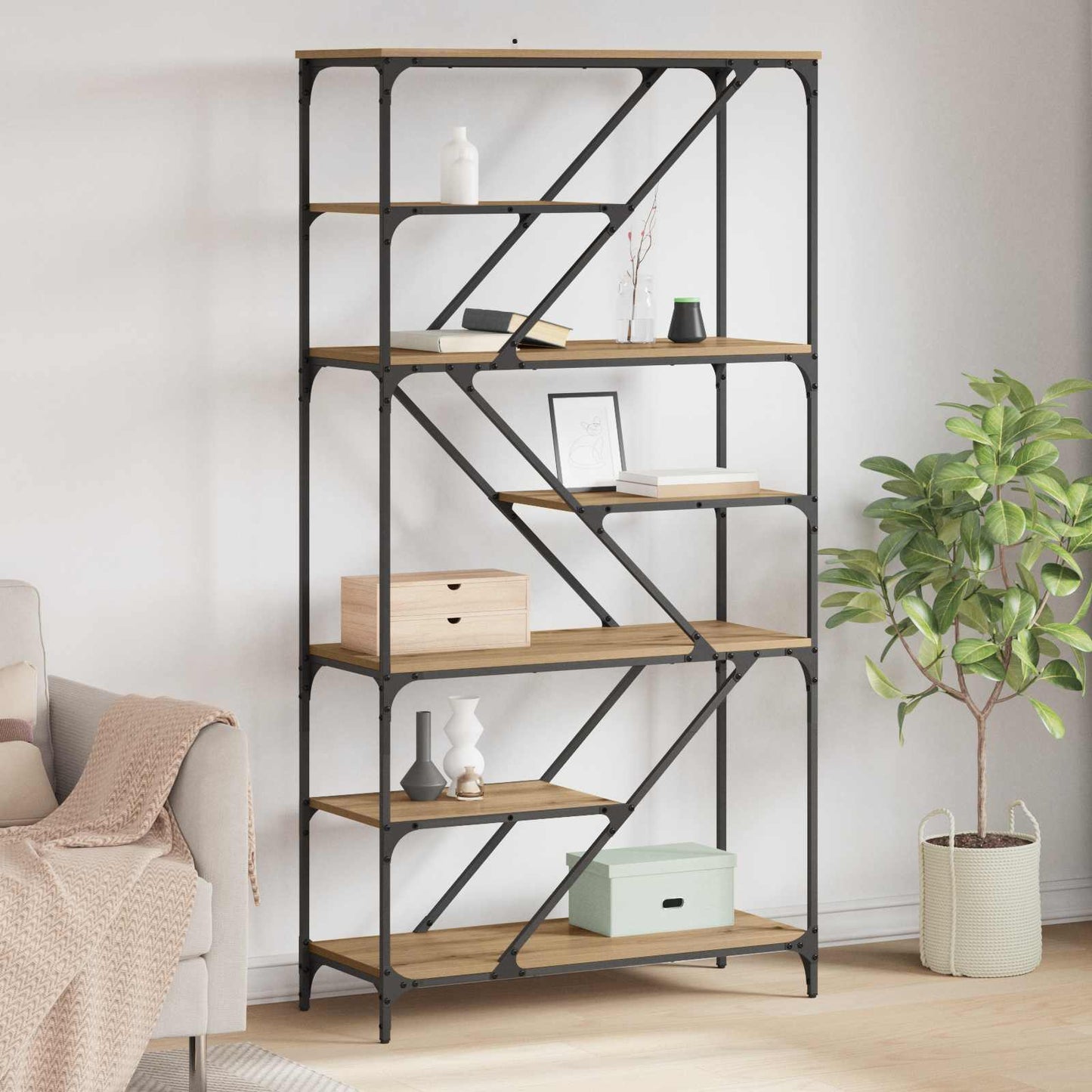 Bücherregal 9 Ebenen 91 x 36 x 176 cm Holzwerkstoff