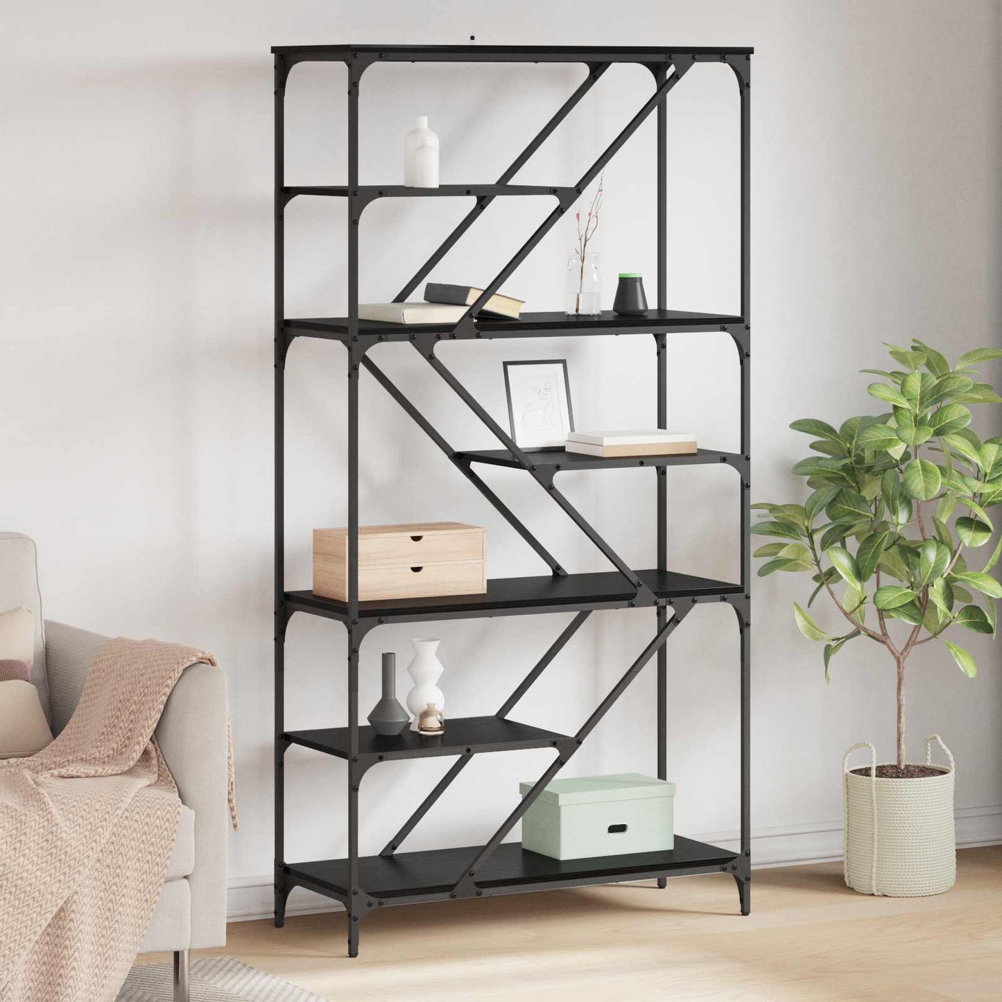 Bücherregal 9 Ebenen 91 x 36 x 176 cm Holzwerkstoff