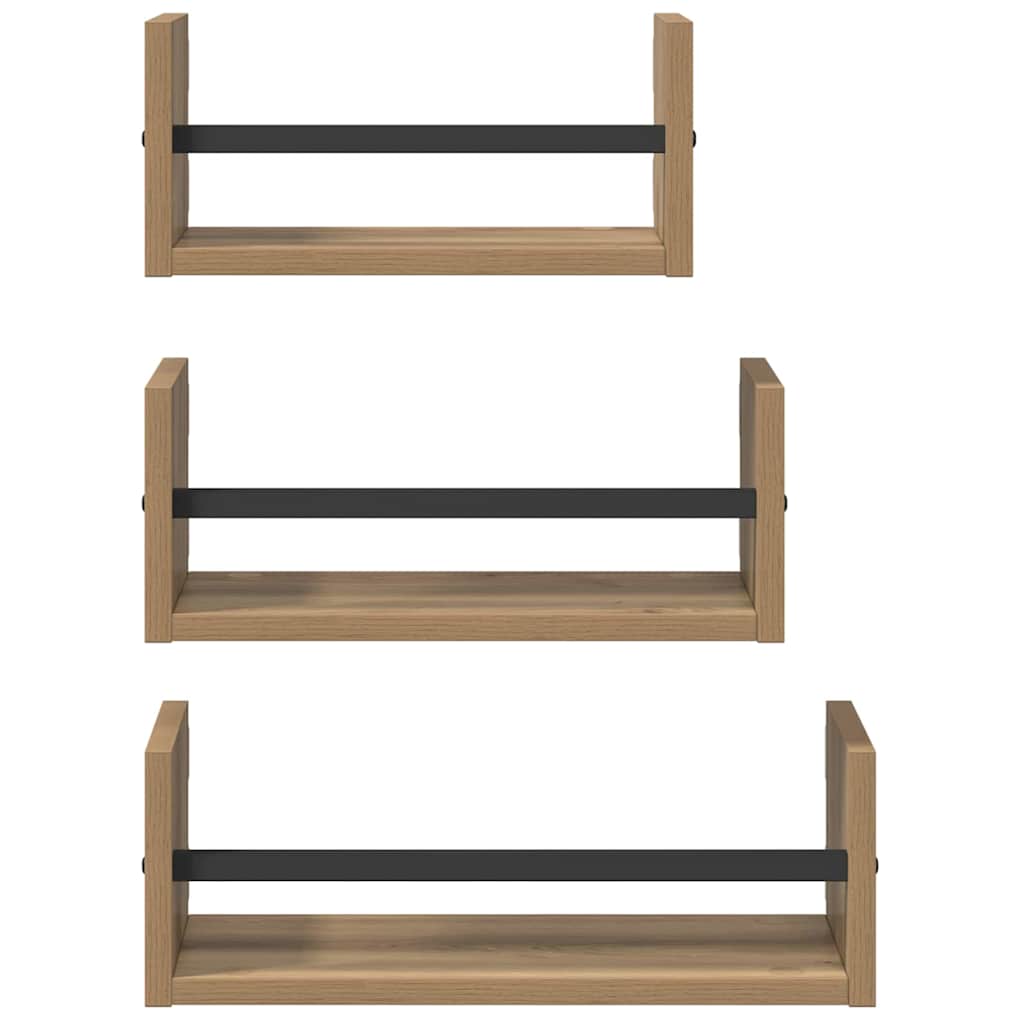 Wandregal-Set 3 stk. Artisan-Eiche 40x16x14cm Holzwerkstoff