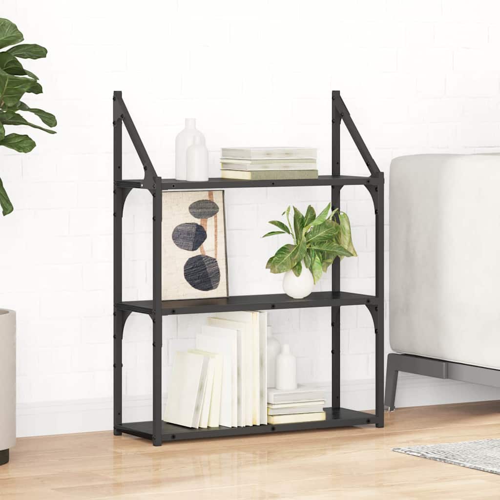 Wandregal Wandhalterung Schwarz Eichen-Optik 60 x 21 x 78,5 cm