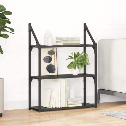 Wandregal Wandhalterung Schwarz Eichen-Optik 60 x 21 x 78,5 cm