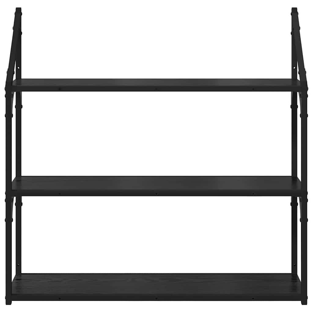 Wandregal Wandhalterung Schwarz Eichen-Optik 80 x 21 x 78,5 cm