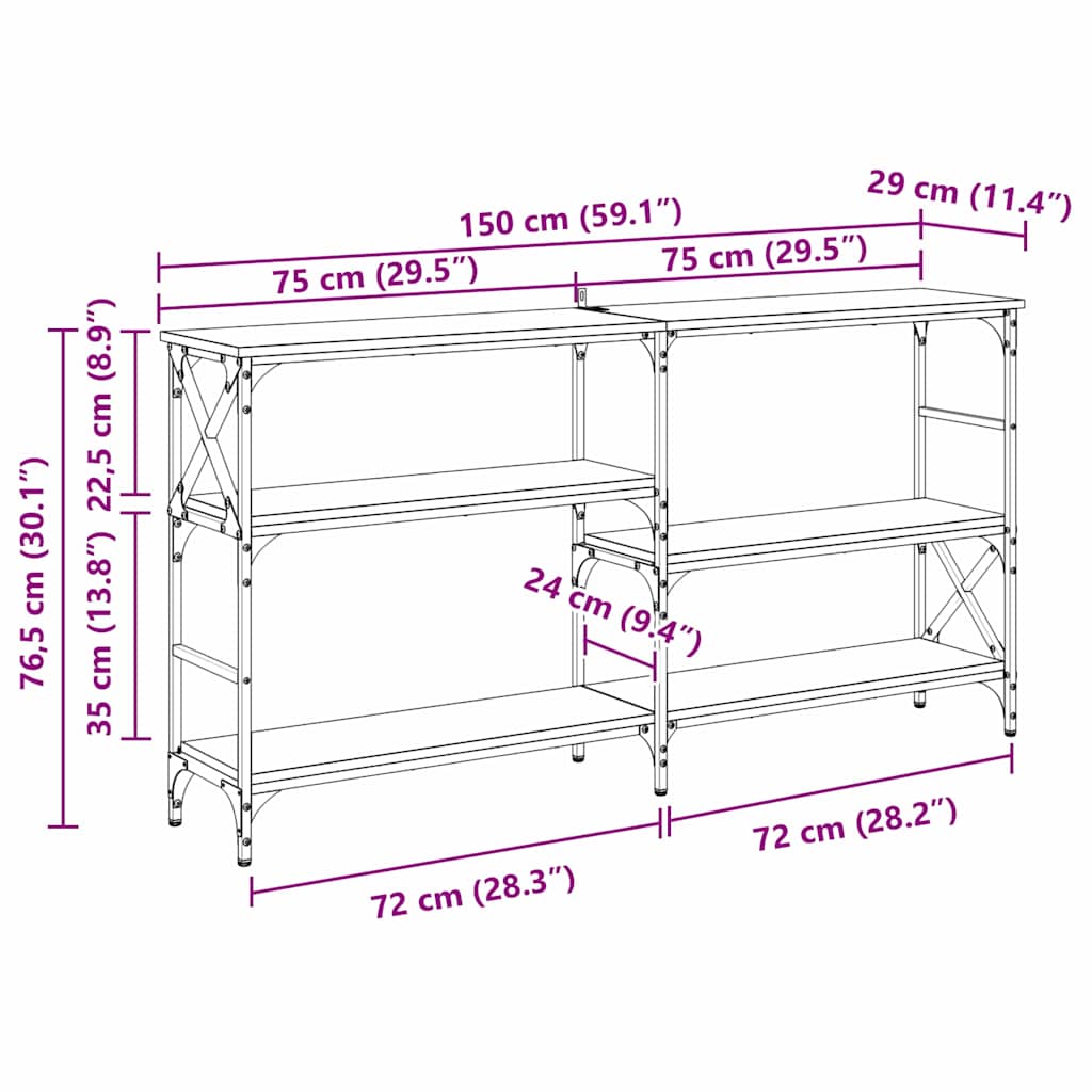 Konsolentisch Altholz 150 x 29 x 76,5 cm Holzwerkstoff