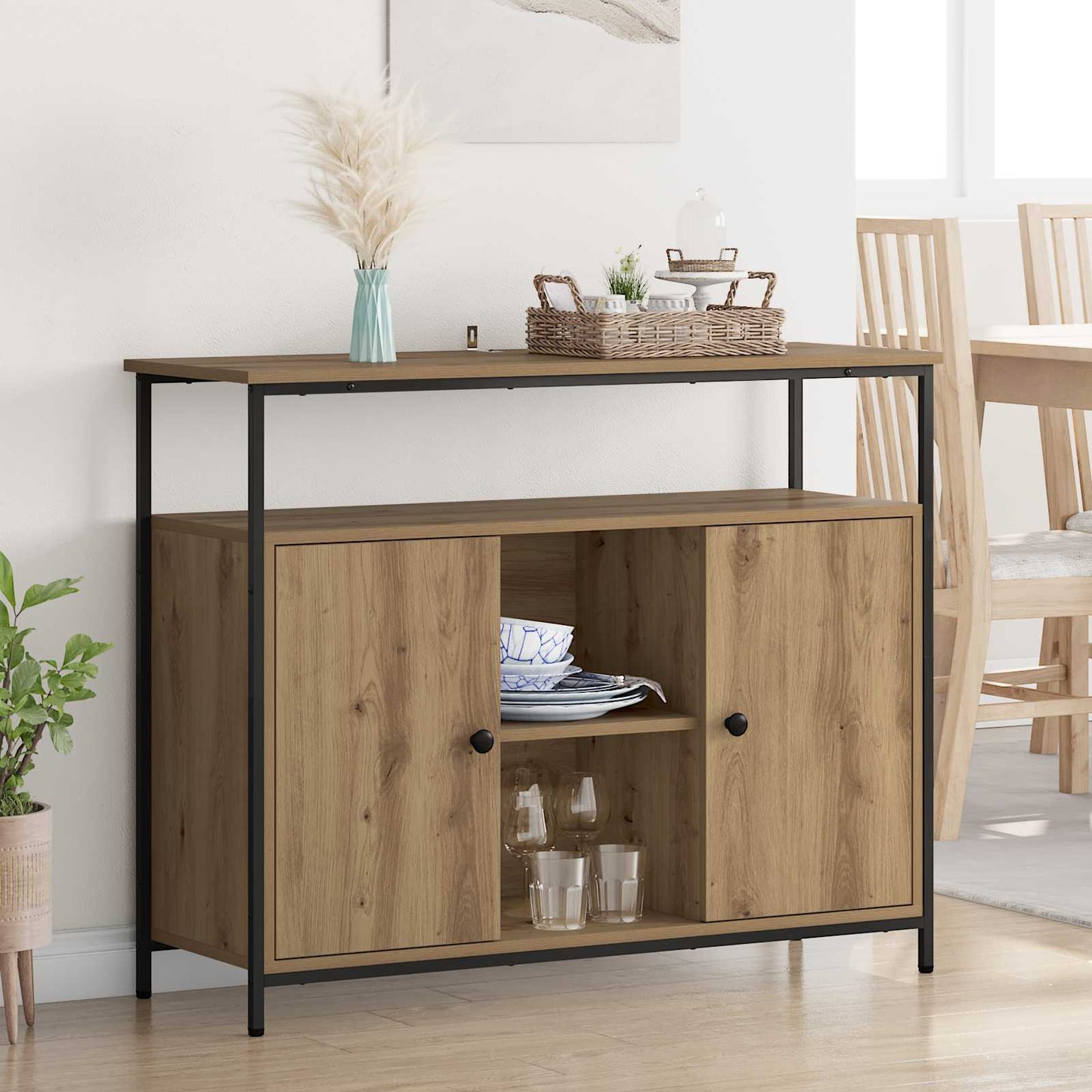 Sideboard Artisan-Eiche 100 x 35 x 80 cm Holzwerkstoff