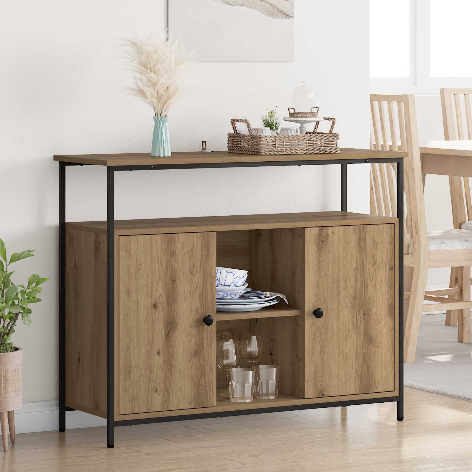 Sideboard Artisan-Eiche 100 x 35 x 80 cm Holzwerkstoff