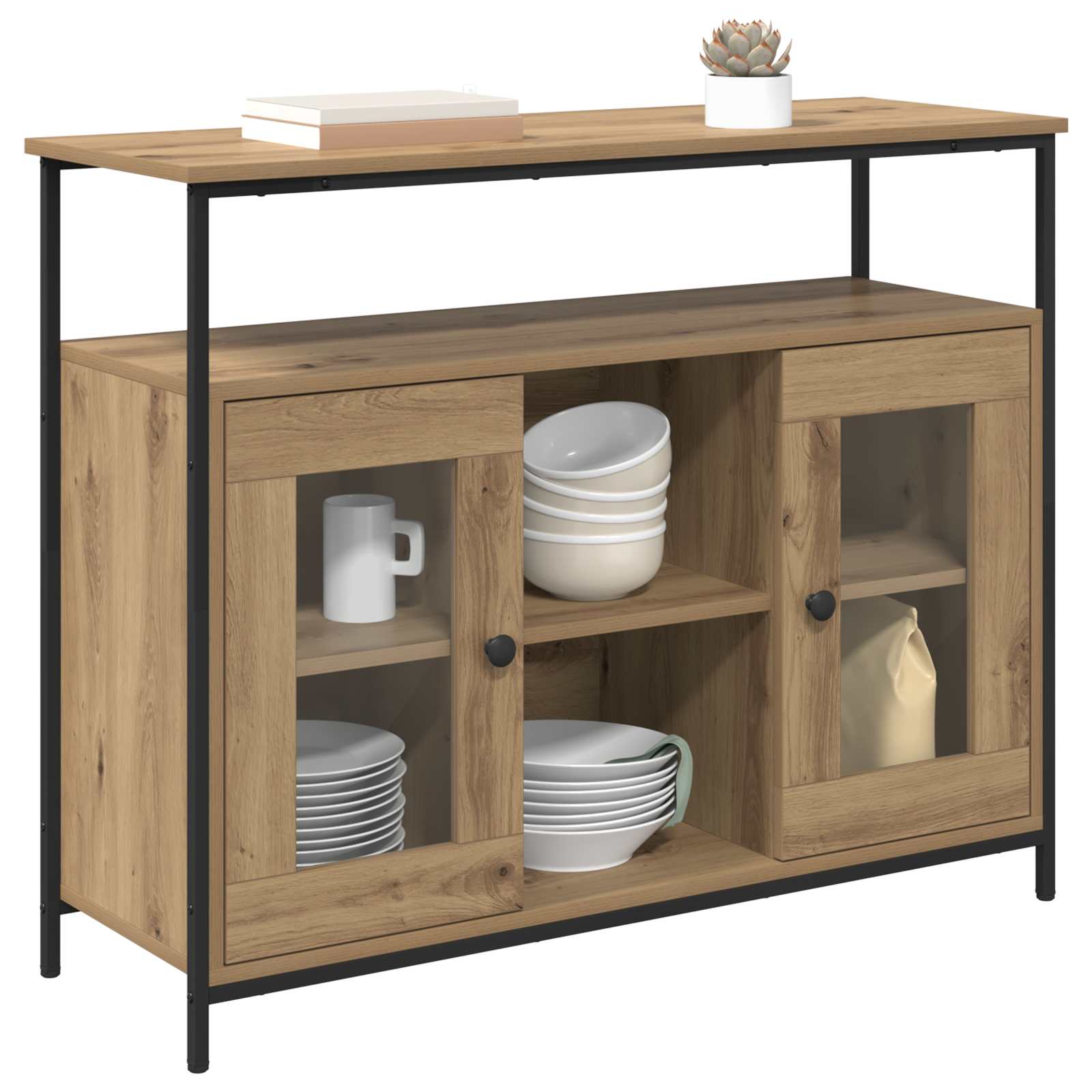 Sideboard Artisan-Eiche 100 x 35 x 80 cm Holzwerkstoff