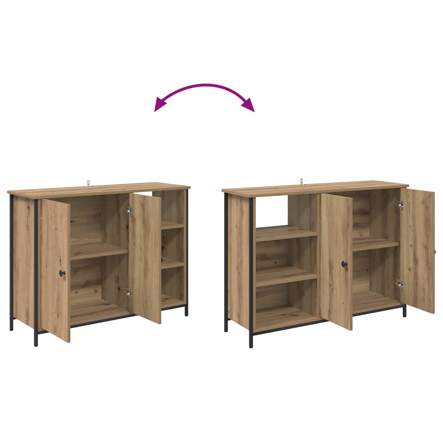 Sideboard Artisan-Eiche 100 x 33 x 75 cm Holzwerkstoff