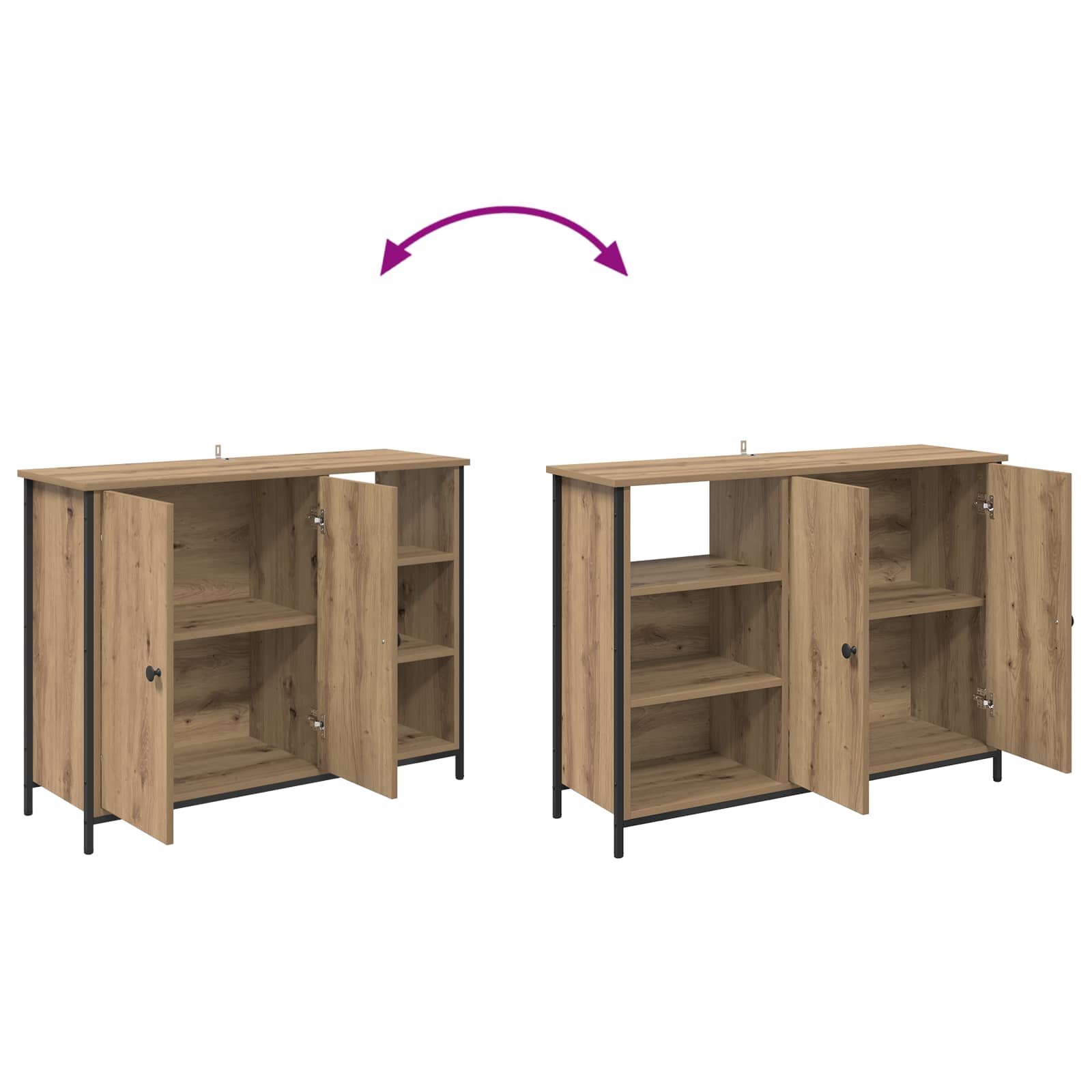 Sideboard Artisan-Eiche 100 x 33 x 75 cm Holzwerkstoff