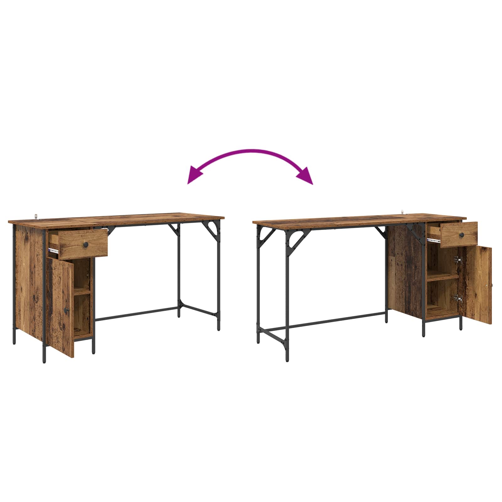 Computertisch Altholz 131 x 48 x 75 cm Holzwerkstoff