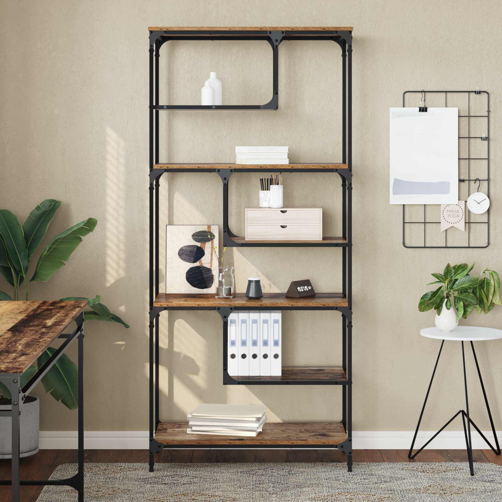 Bücherregal 6 Ebenen 81 x 36 x 176 cm Holzwerkstoff Altholz