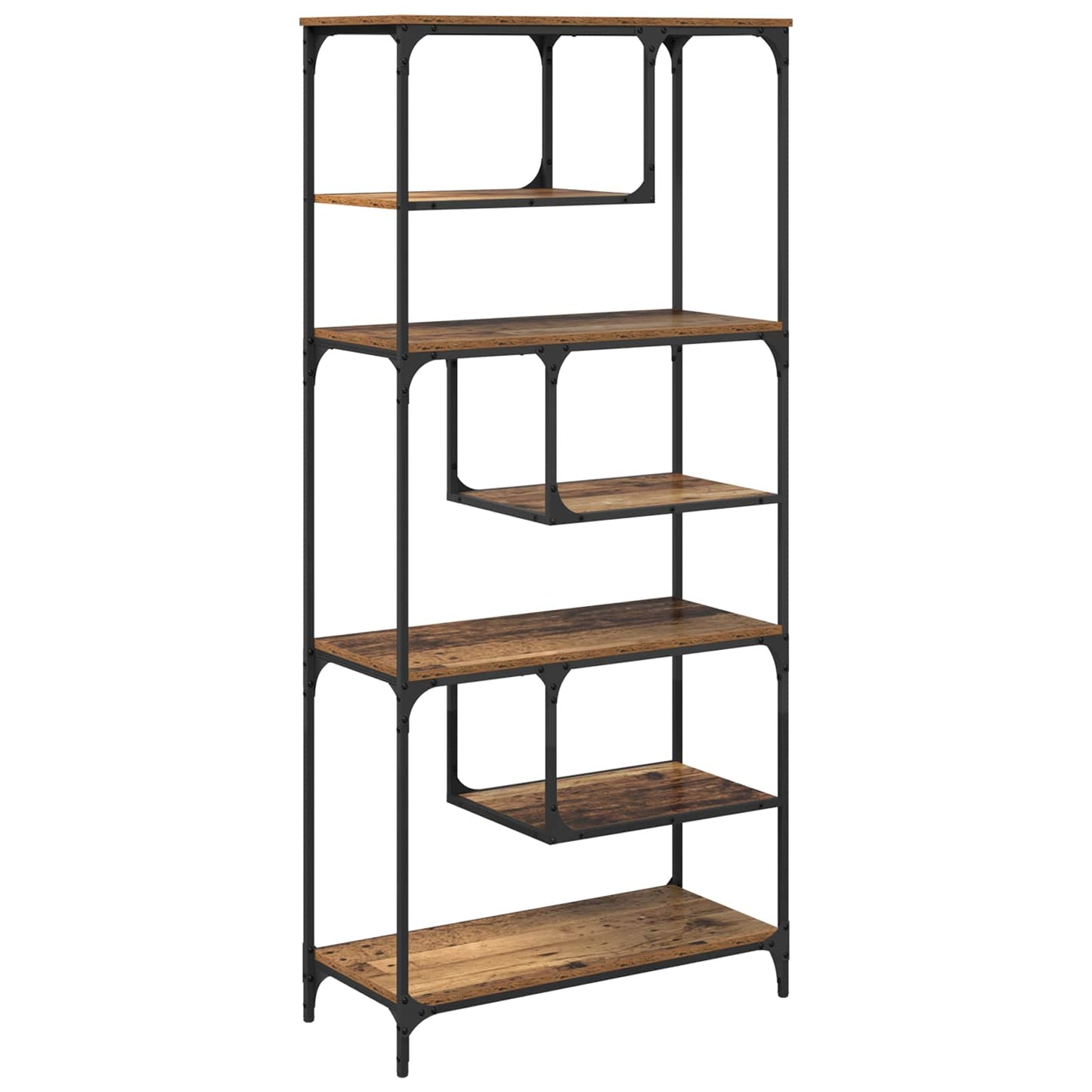Bücherregal 6 Ebenen 81 x 36 x 176 cm Holzwerkstoff Altholz