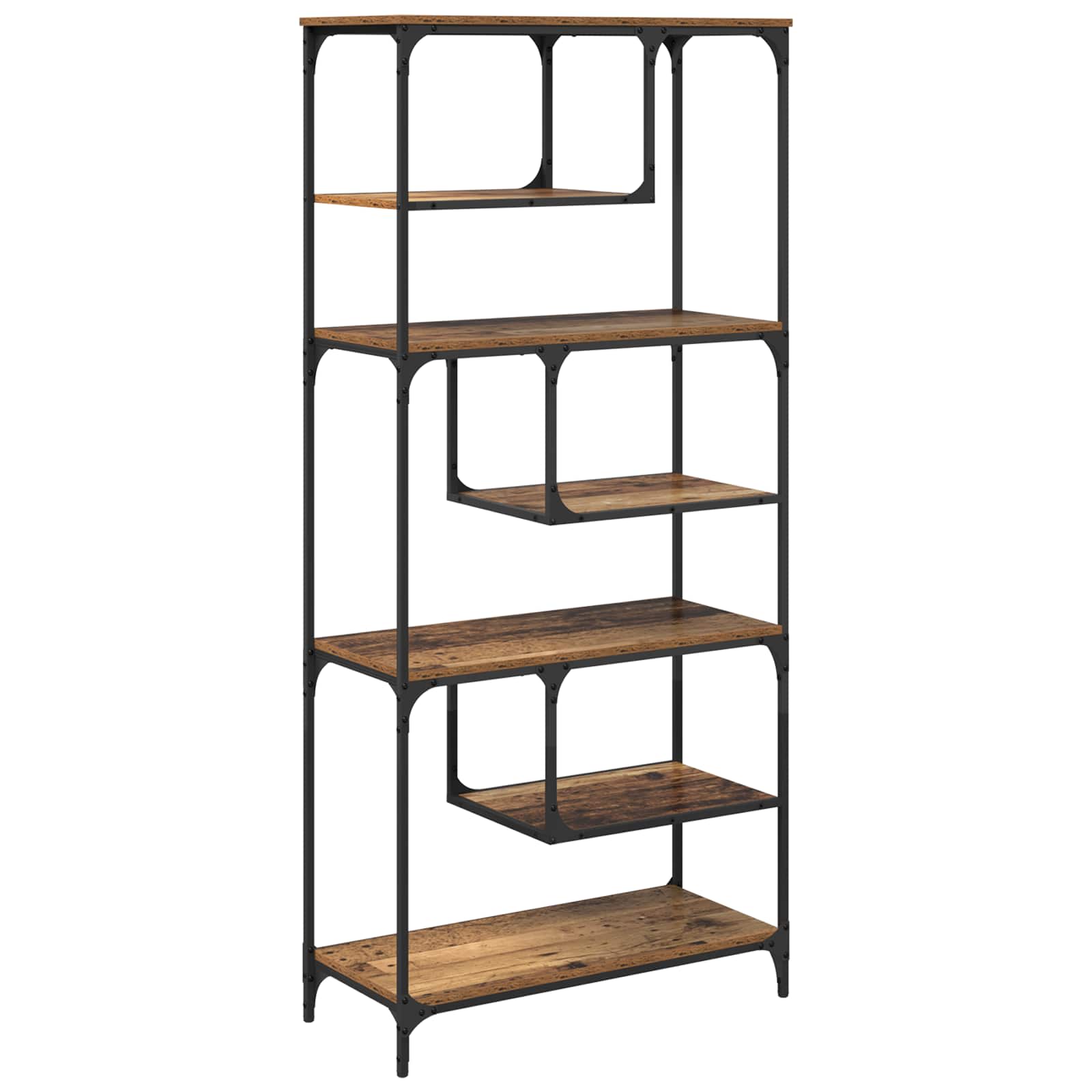 Bücherregal 6 Ebenen 81 x 36 x 176 cm Holzwerkstoff Altholz