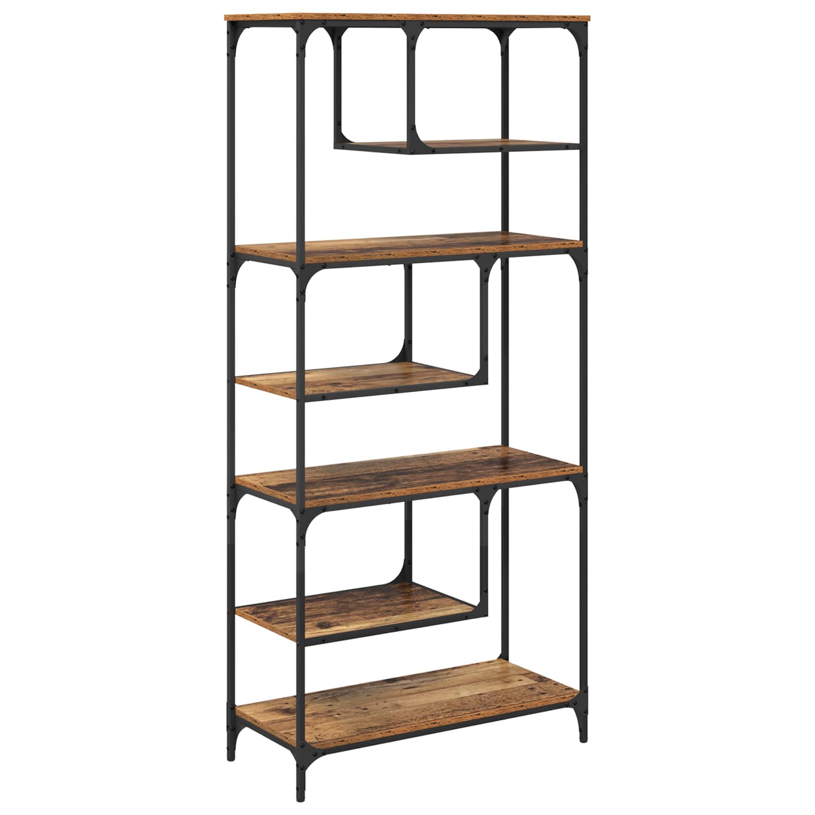 Bücherregal 6 Ebenen 81 x 36 x 176 cm Holzwerkstoff Altholz