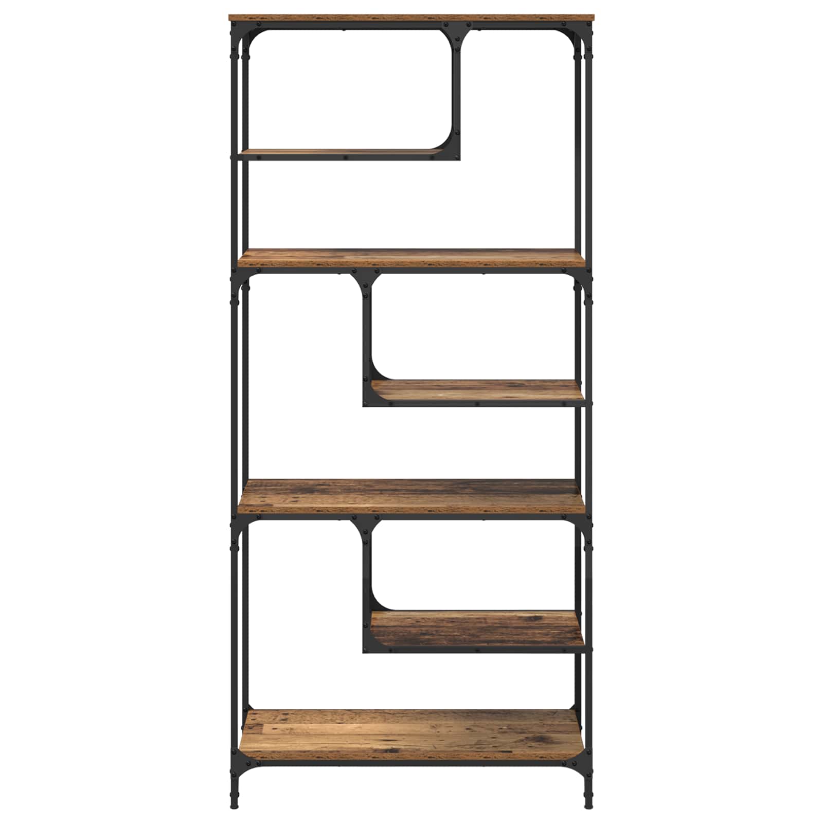 Bücherregal 6 Ebenen 81 x 36 x 176 cm Holzwerkstoff Altholz