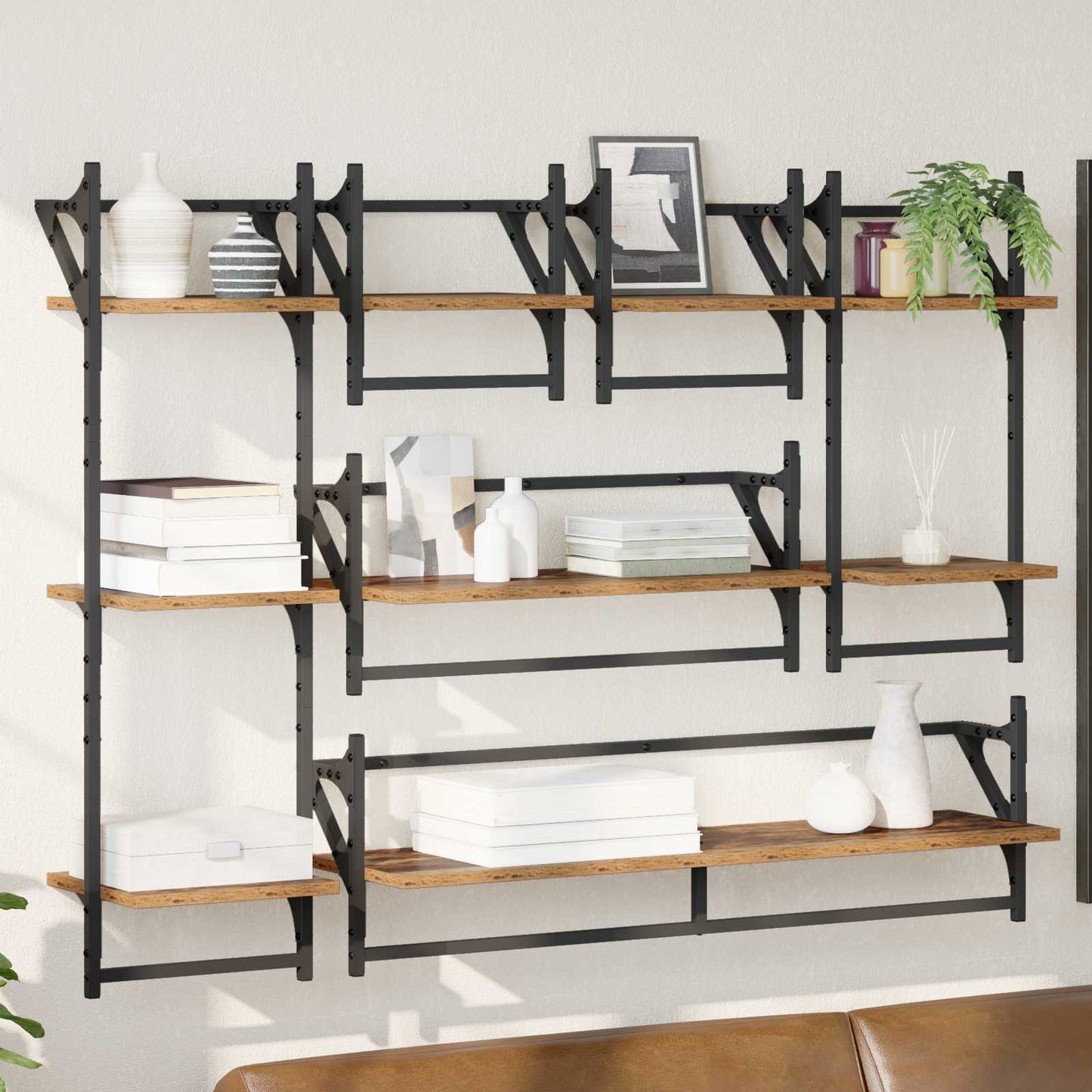 Wandregal-Set 6 stk. Altholz 100 x 25 x 30 cm Holzwerkstoff