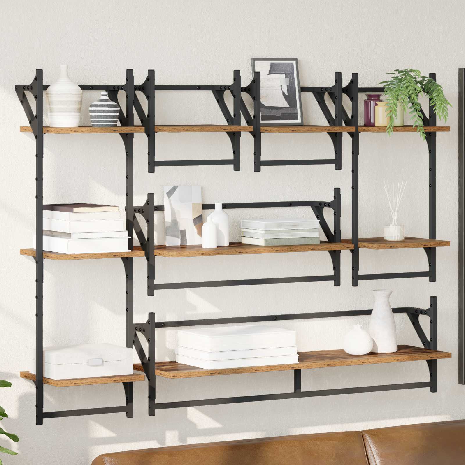 Wandregal-Set 6 stk. Altholz 100 x 25 x 30 cm Holzwerkstoff