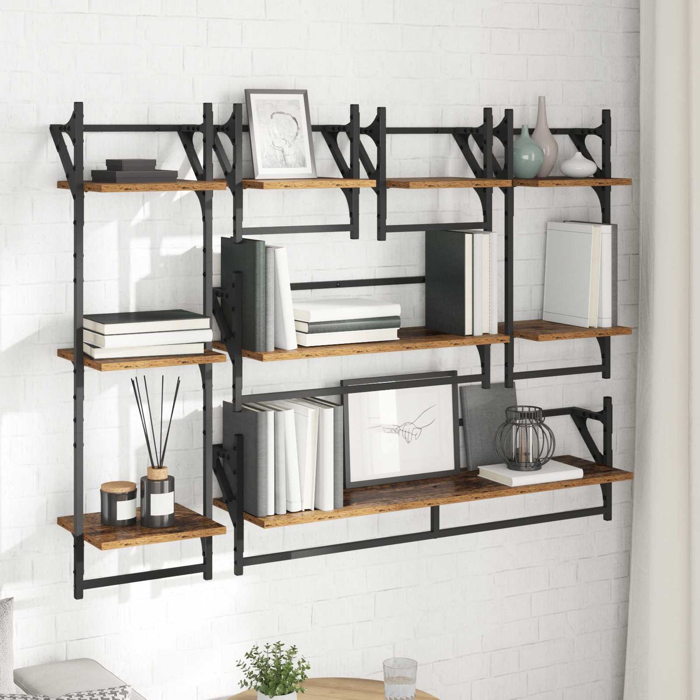 Wandregal-Set 6 stk. Altholz 100 x 25 x 30 cm Holzwerkstoff